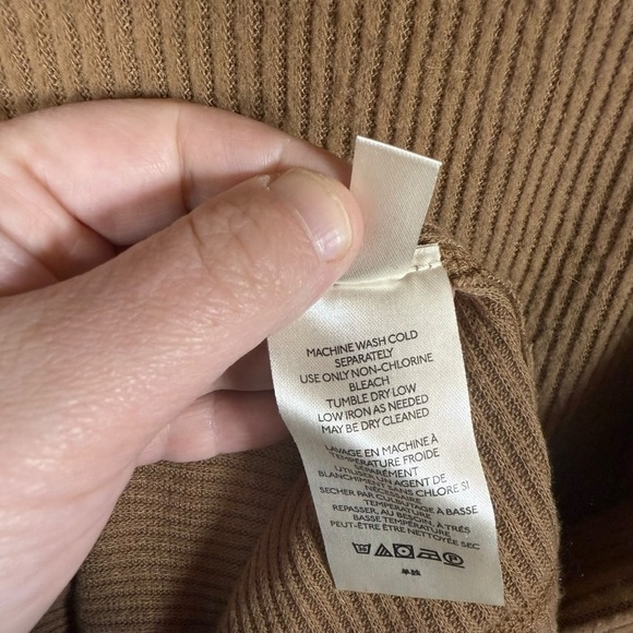 Free People Juicy Light Brown Ribbed Knit Cowl Neck Sweater Camel Small - Picture 9 of 15